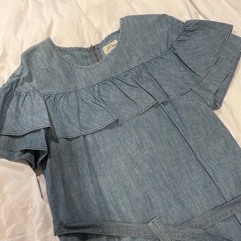 JCrew chambray ruffle top dress